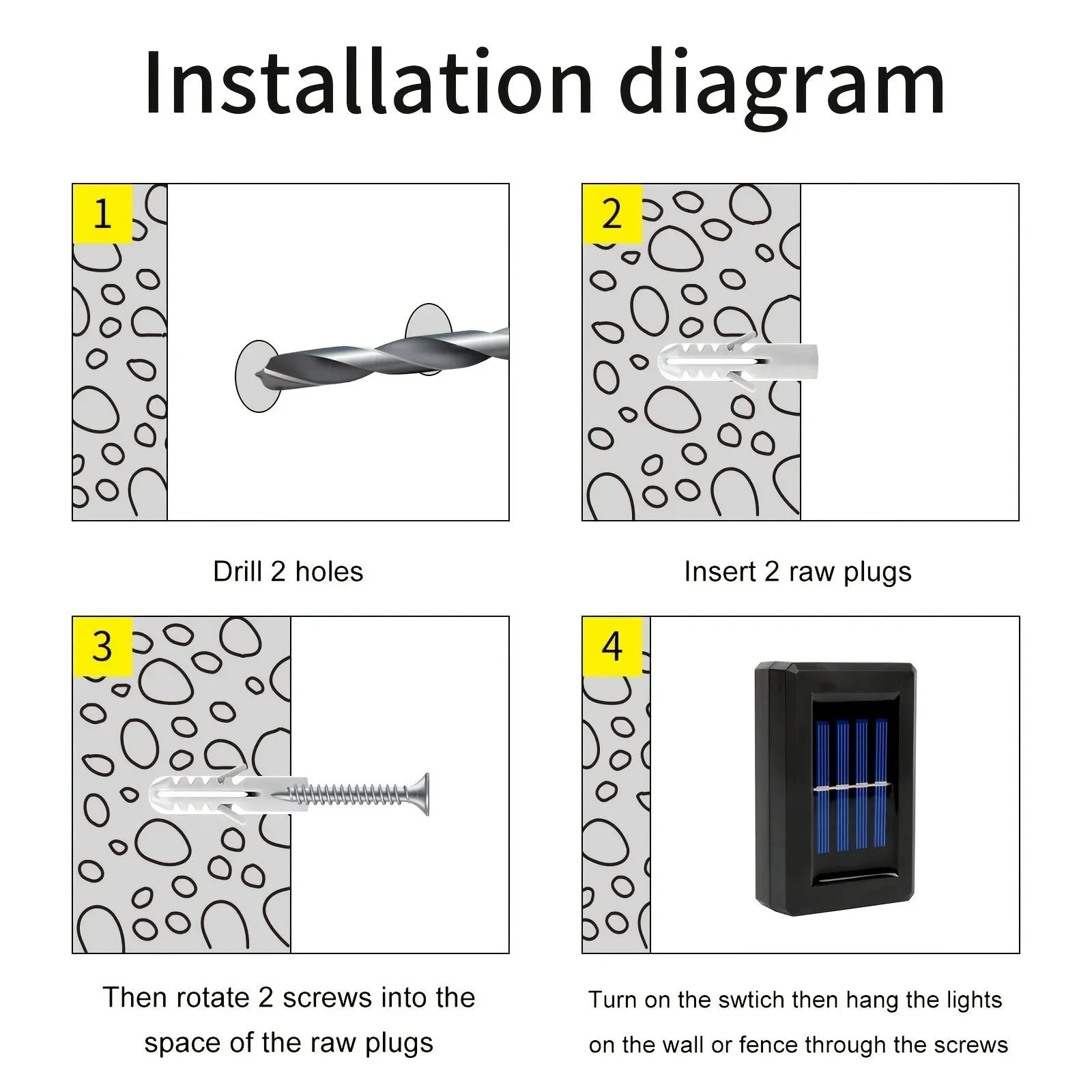 1-12pc Outdoor Solar Up Down Lights Waterproof Modern Nordic Outside Exterior Sunlight Sensor Lamp Fixture Wall Mount For Garden