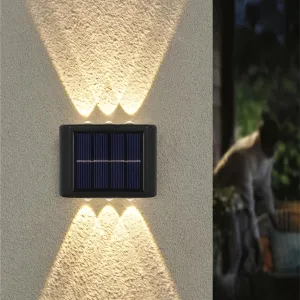 1-12pc Outdoor Solar Up Down Lights Waterproof Modern Nordic Outside Exterior Sunlight Sensor Lamp Fixture Wall Mount For Garden