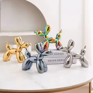 11cm Mini Ceramic Balloon Dog Abstract Ornament Creative Sculpture Study Room Statue Home Office Accessories Festival Decoration