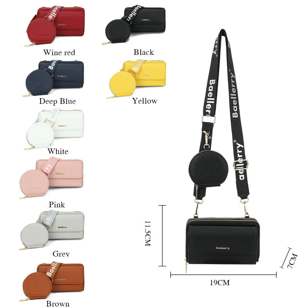 2pcs Lychee Texture Composite Bag Fashion Mobile Phone Bag With Small Coin Purse Letter Print Zipper Crossbody Shoulder Bag 100% AUTHENTIC MONEYBACK GUARANTEE