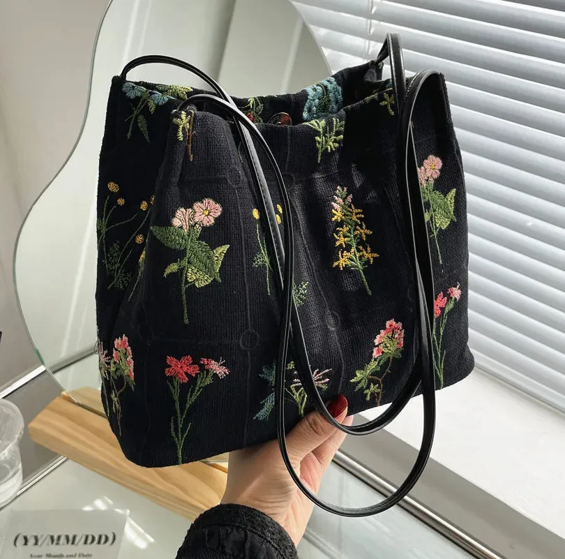 Amozae-Luxury Brand Large Flowers Tote Bag 2024 New High-quality Fabric Women's Designer Handbag High Capacity Shoulder Bags