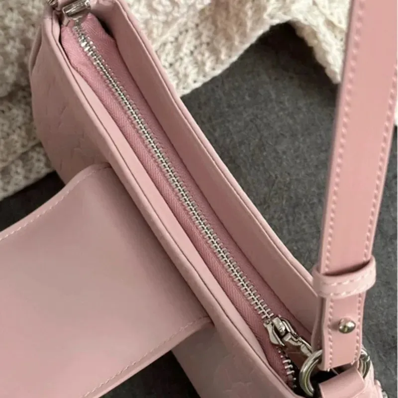 Amozae-New Fashion Shoulder Bag 2024 PU Bags for Women Sweet Cool Subculture Pink Crossbody Bag сумка Bolsas