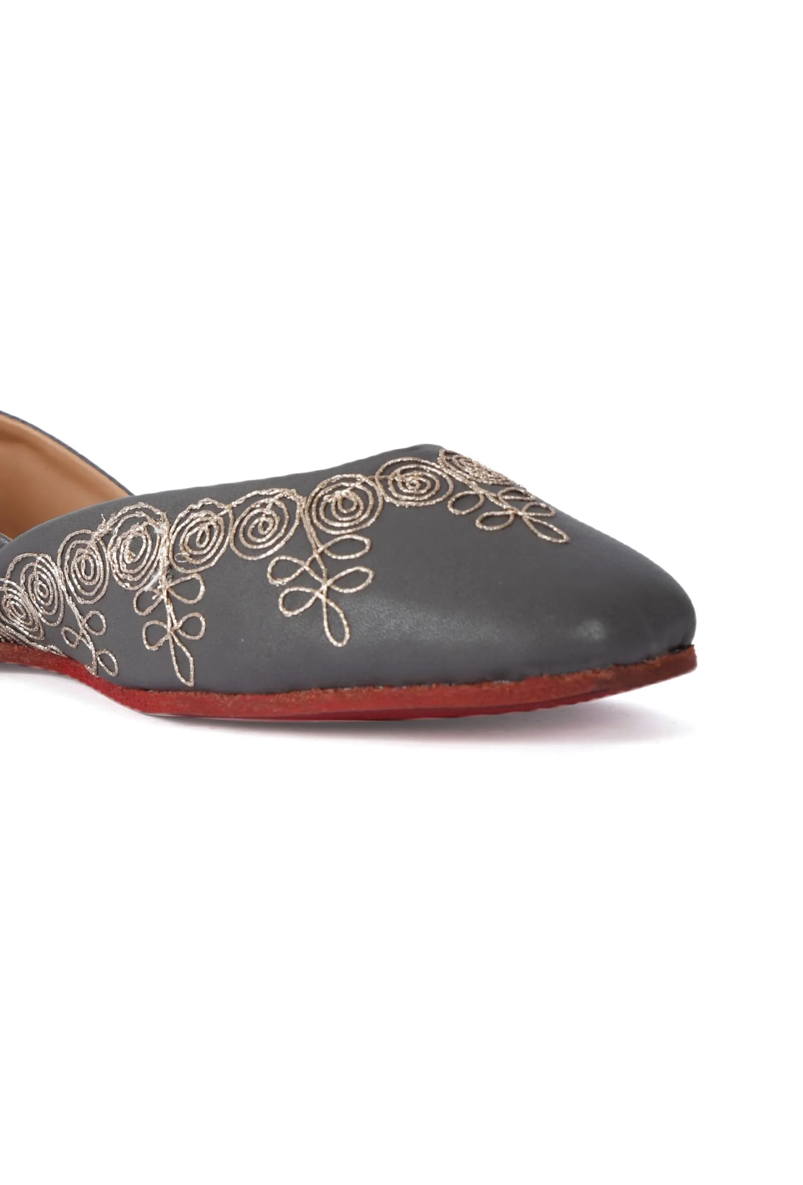 Aurora Grey Dori Zari Embroidered Jutti