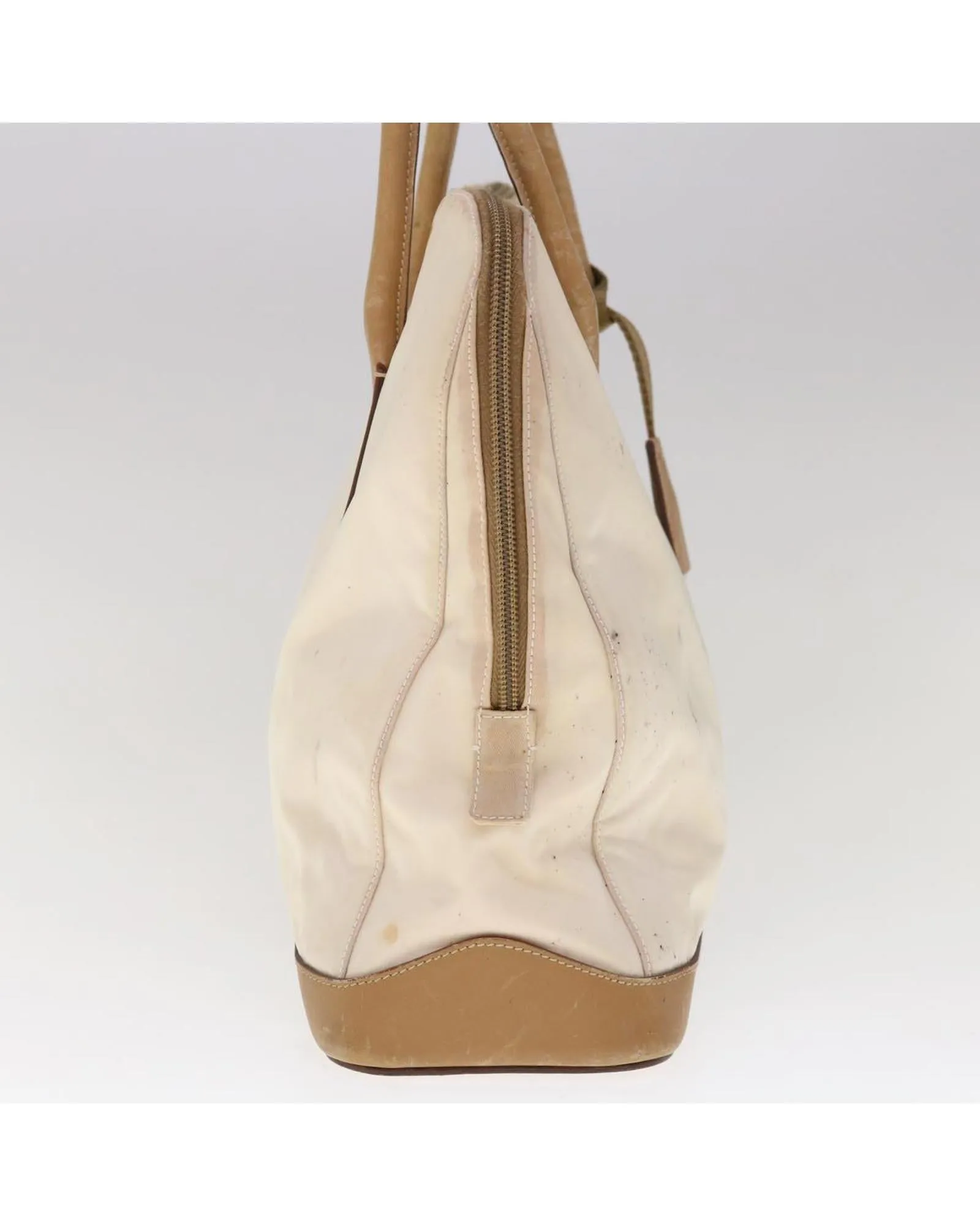 Beige Nylon Shoulder Bag with 30cm Drop - Italian Made