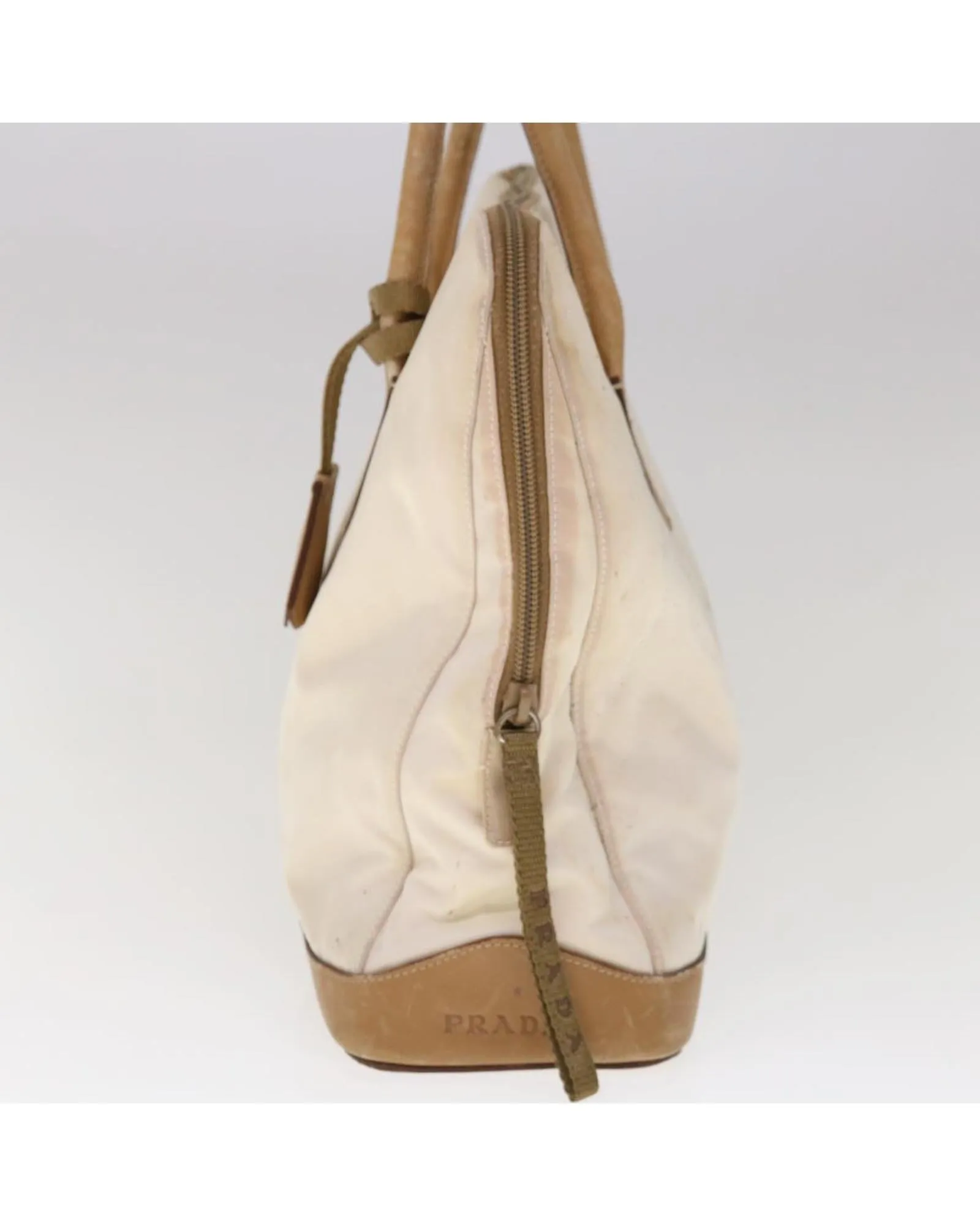 Beige Nylon Shoulder Bag with 30cm Drop - Italian Made