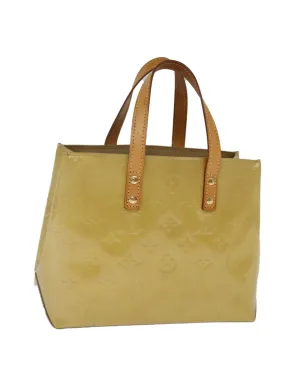 Beige Patent Leather Hand Bag with Accessories and Sun Burn Surface