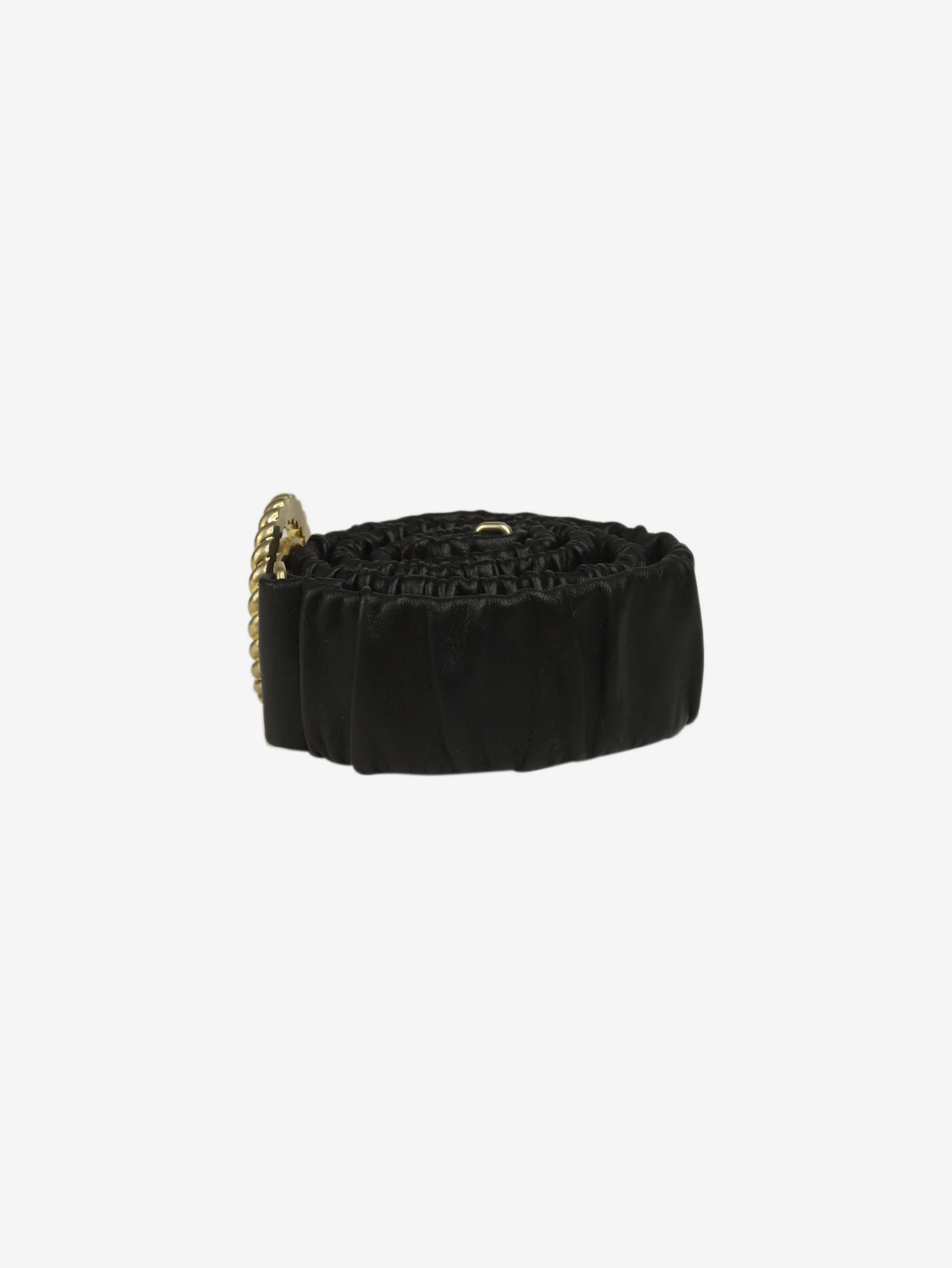 Black rouched GG emblem belt