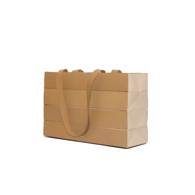 Block Large Foldable Tote Bag - Latte/Almond