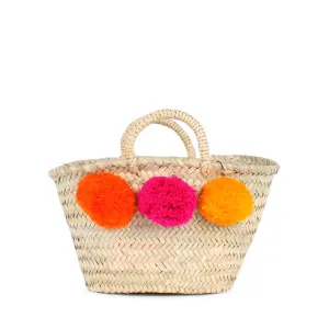 Bohemia Design Mini Pom Pom Basket – Orange Pink Yellow