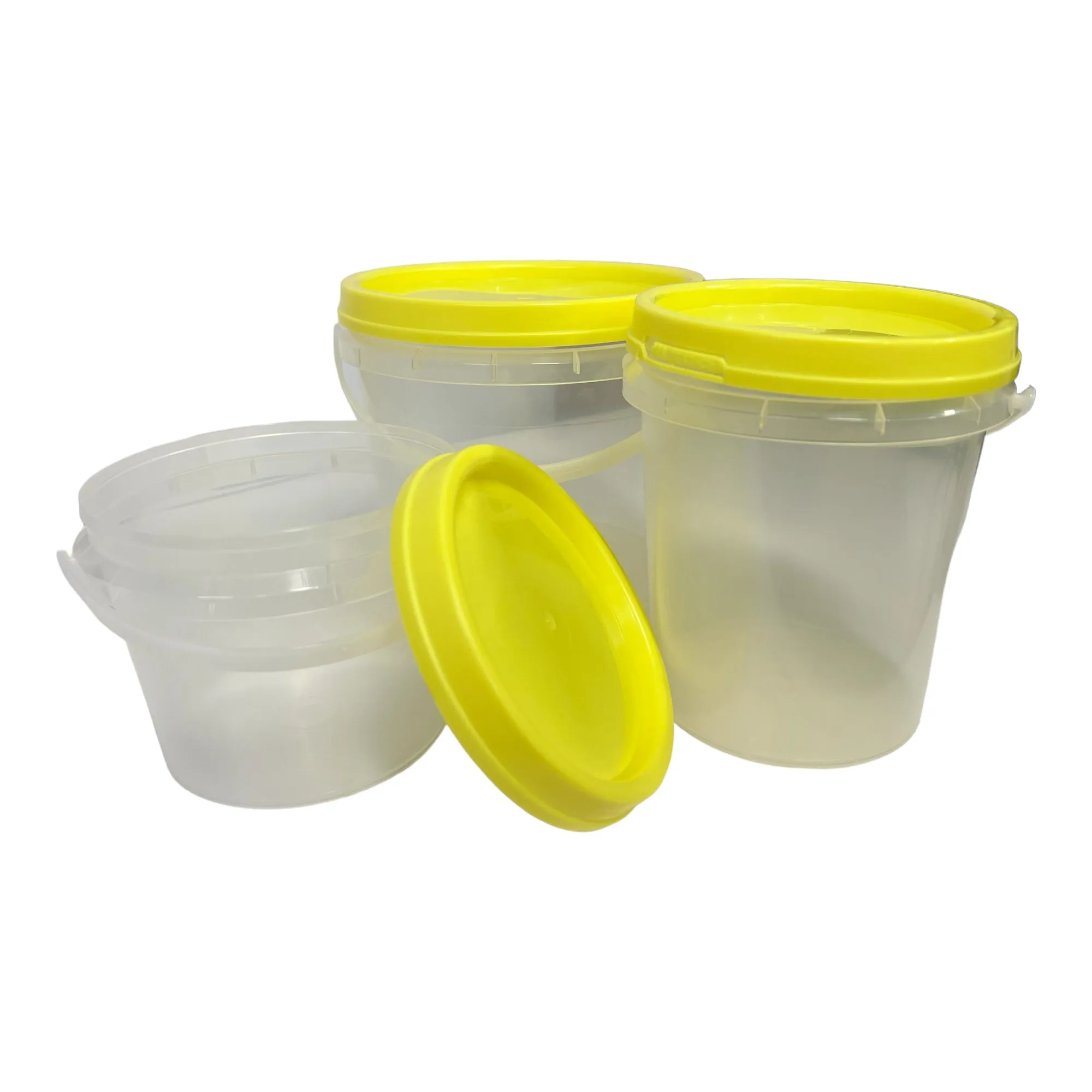 Bulk 10x Honey Bucket with Lid - 0.8L 1.2L 2.2L Clear Tamper Proof Plastic Tub