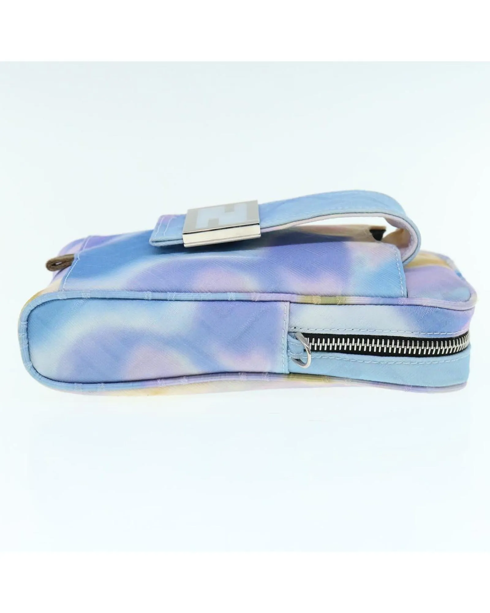 Canvas Shoulder Bag with Adjustable Strap in Light Blue by Fendi