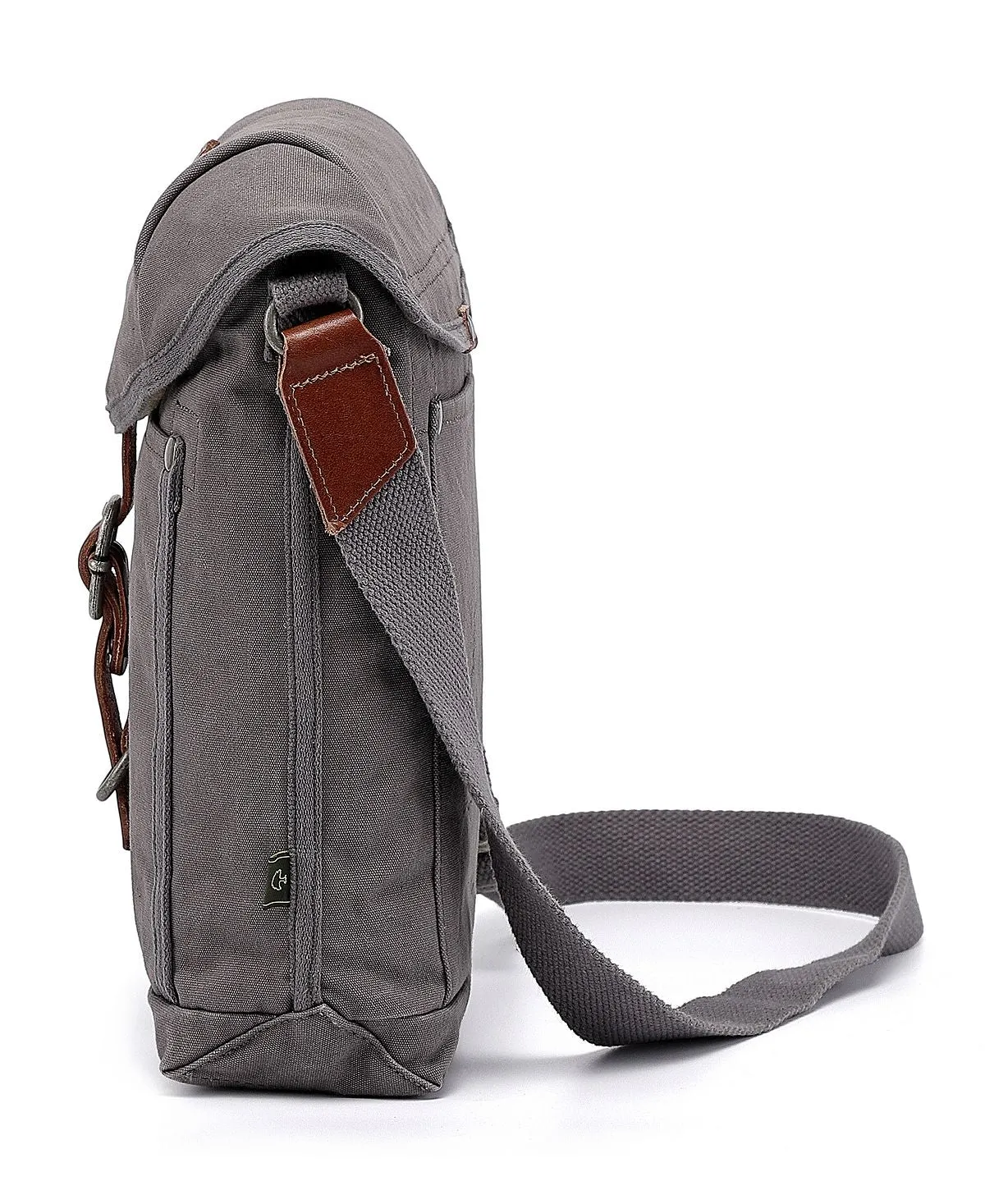 Canvas shoulder bag with flap Forest TSD BRAND, gray