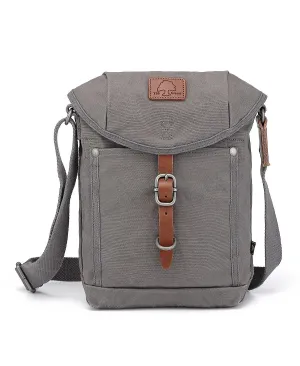 Canvas shoulder bag with flap Forest TSD BRAND, gray