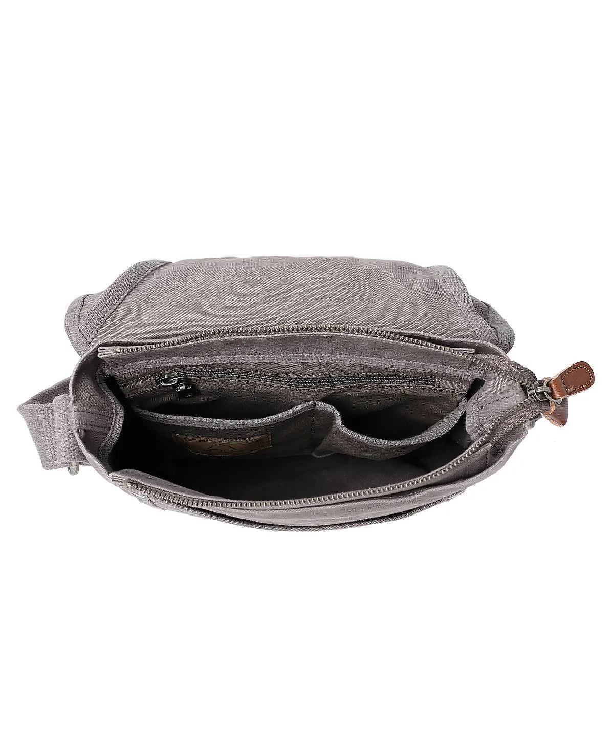 Canvas shoulder bag with flap Forest TSD BRAND, gray