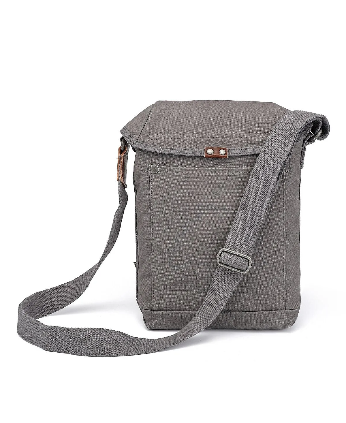 Canvas shoulder bag with flap Forest TSD BRAND, gray