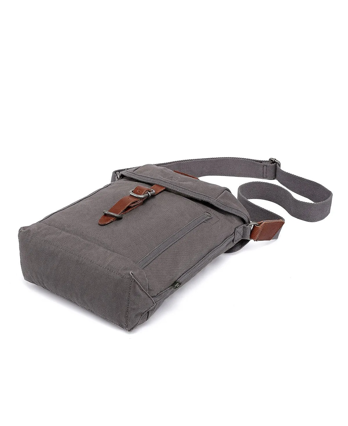 Canvas shoulder bag with flap Forest TSD BRAND, gray