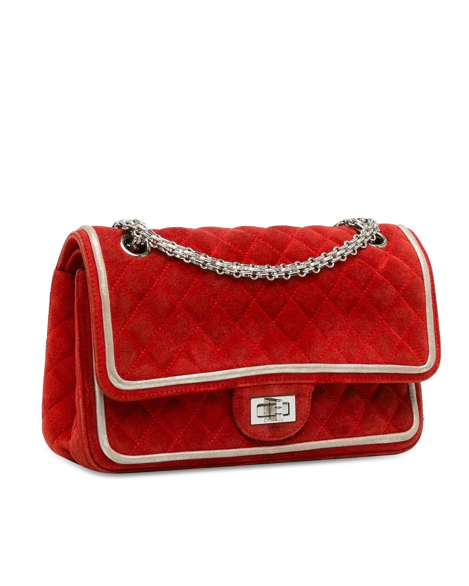 Chanel Classic Double Flap Shoulder Bag in Red Suede