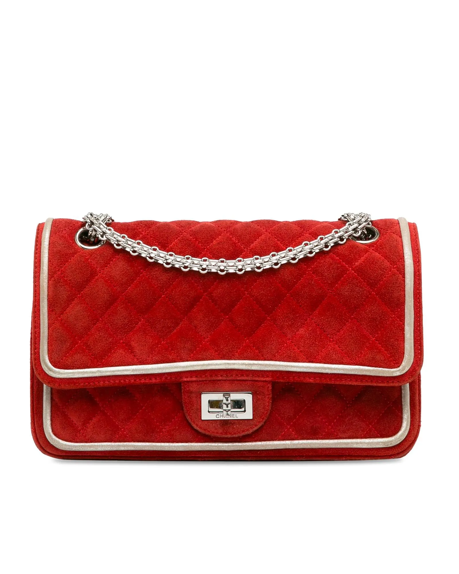 Chanel Classic Double Flap Shoulder Bag in Red Suede