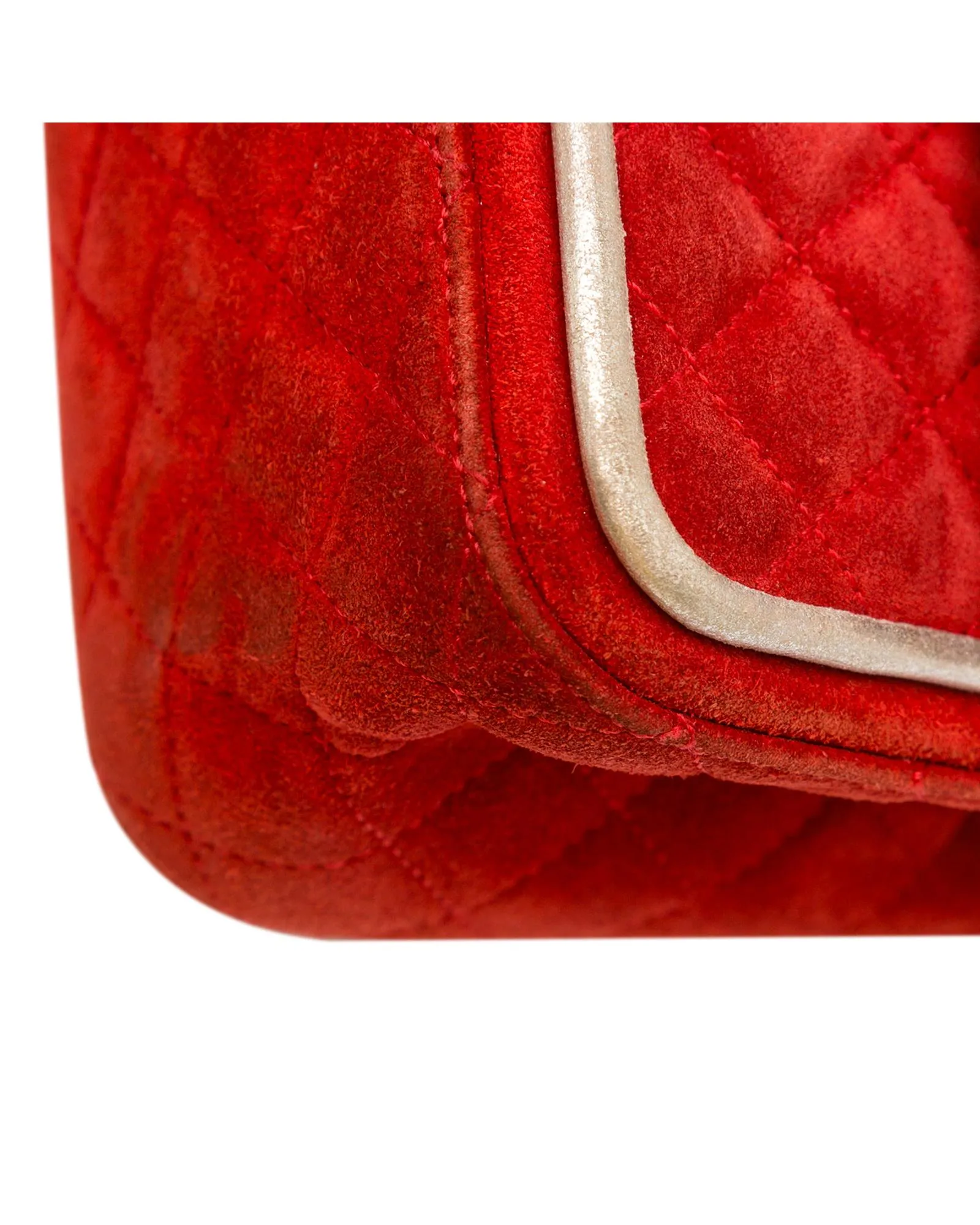 Chanel Classic Double Flap Shoulder Bag in Red Suede