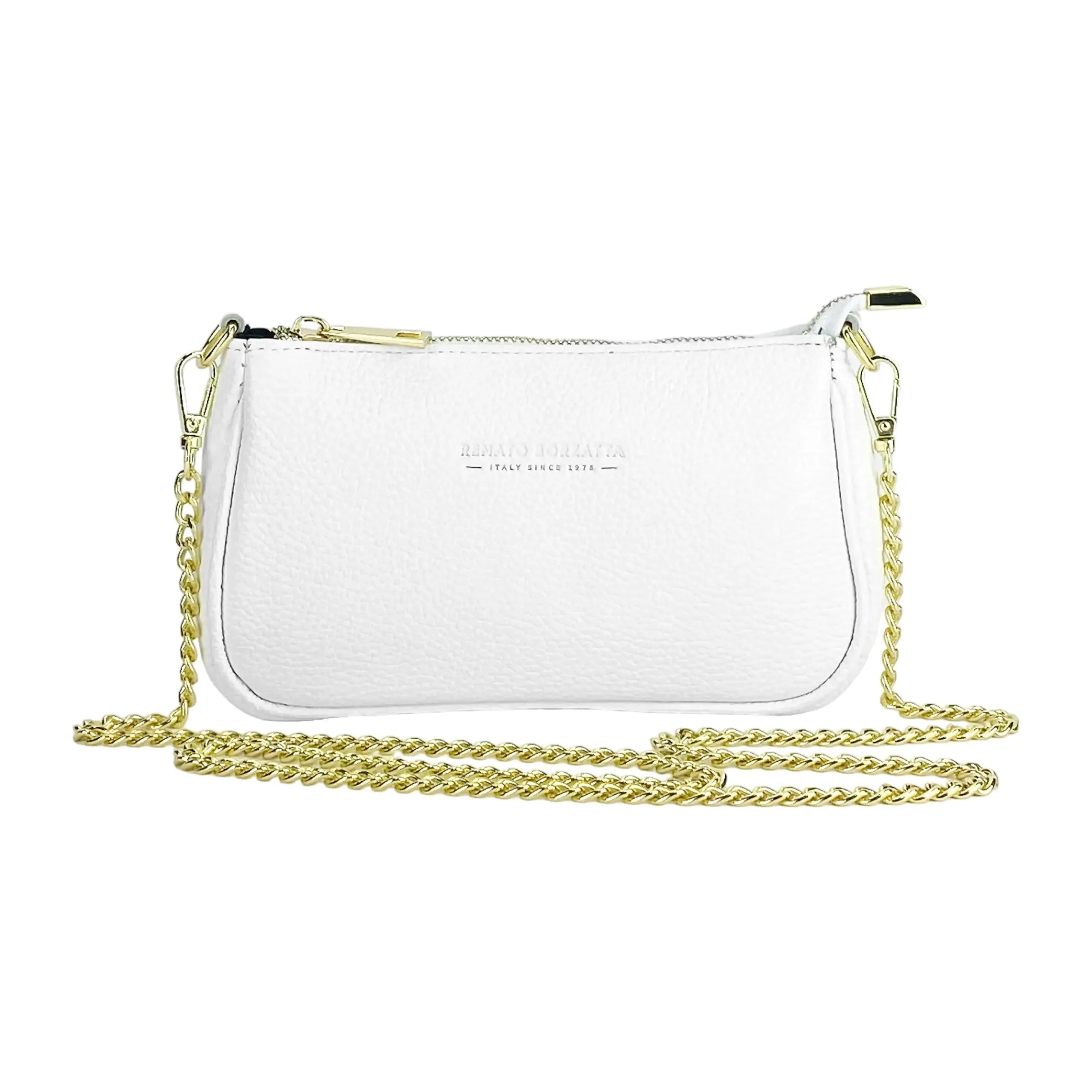 Chic Italian Genuine Leather Mini Handbag with Detachable Chain Strap