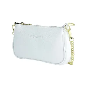 Chic Italian Genuine Leather Mini Handbag with Detachable Chain Strap