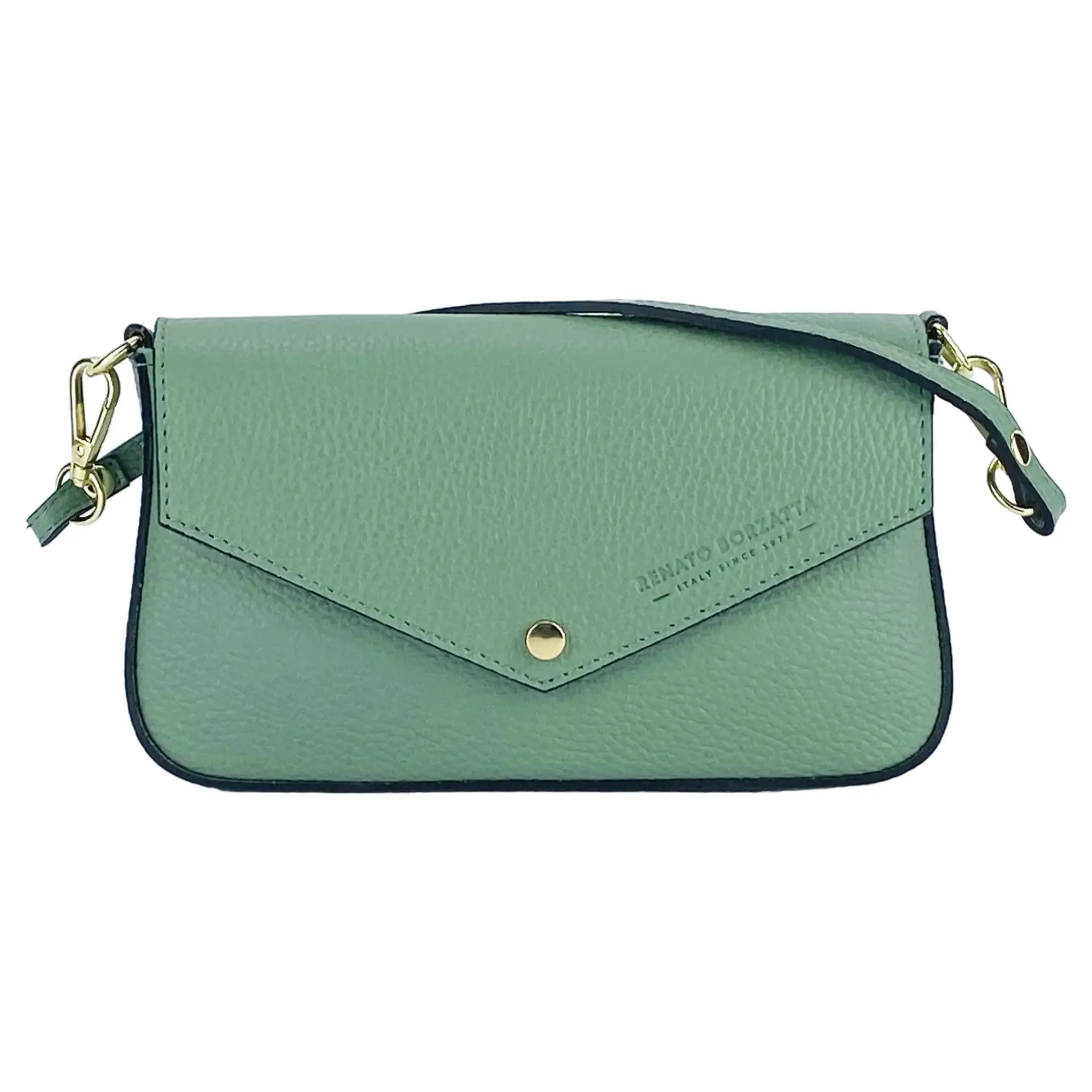 Chic Mint Green Leather Mini Crossbody Bag with Removable Chain Strap