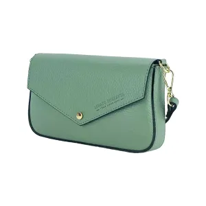 Chic Mint Green Leather Mini Crossbody Bag with Removable Chain Strap