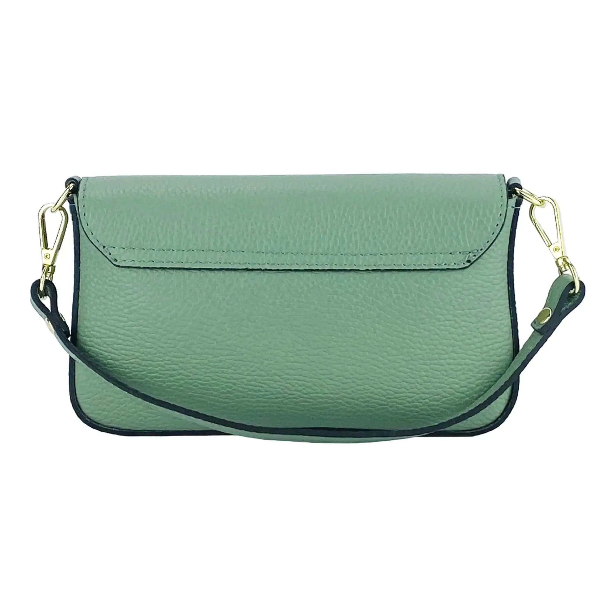 Chic Mint Green Leather Mini Crossbody Bag with Removable Chain Strap