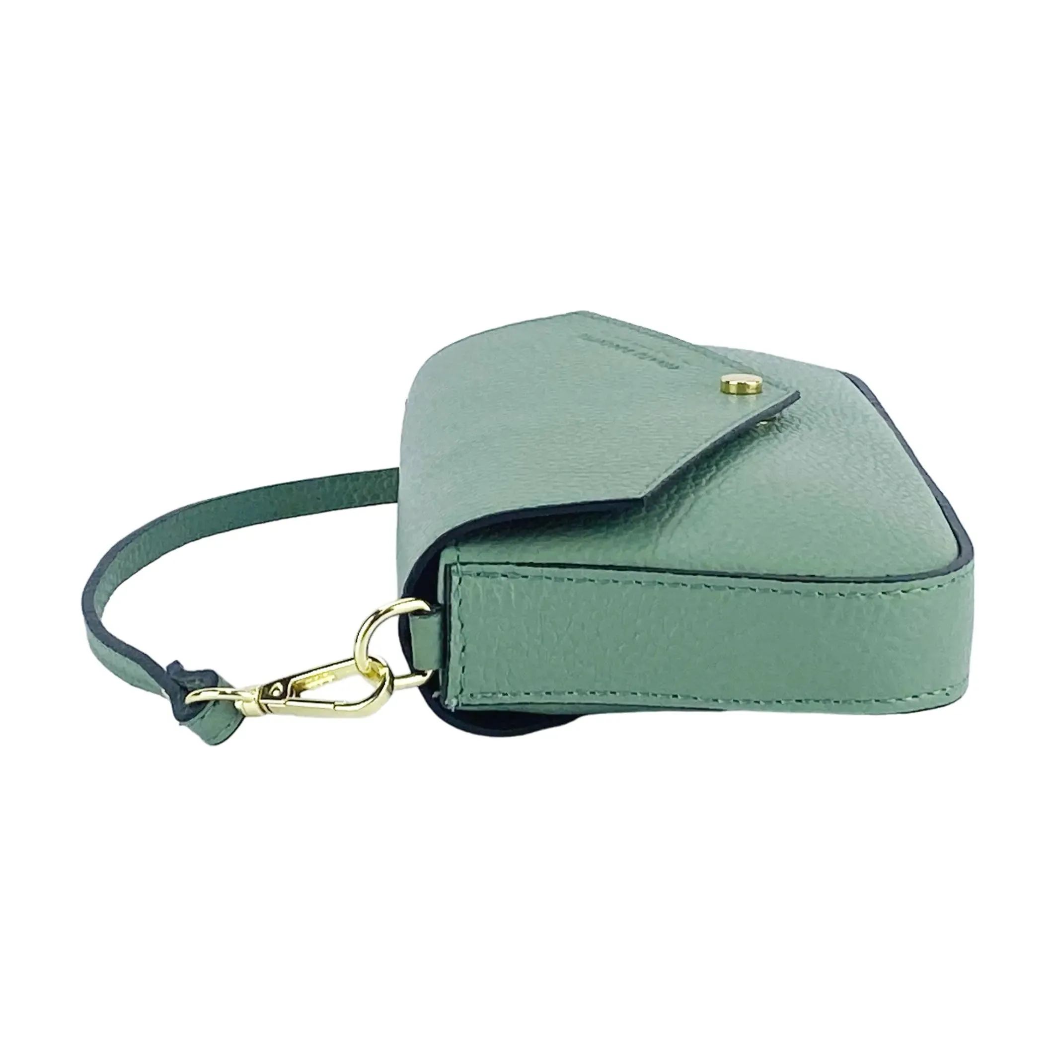 Chic Mint Green Leather Mini Crossbody Bag with Removable Chain Strap