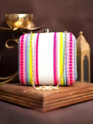 Colourfull Square Handloom Fabric Bag