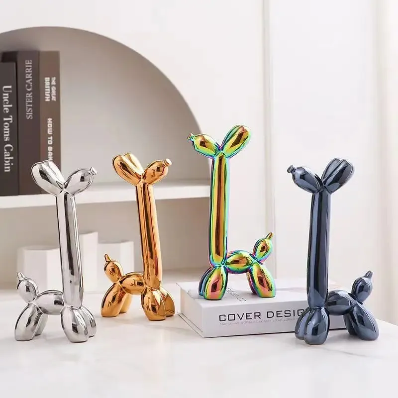 Creative Long Neck Balloon Dog Abstract Ceramic Ornaments Sculpture Study Room Statue Home Office Accessories Decoration Gift