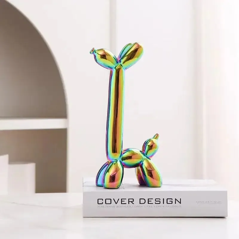 Creative Long Neck Balloon Dog Abstract Ceramic Ornaments Sculpture Study Room Statue Home Office Accessories Decoration Gift