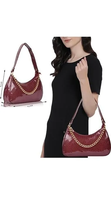 DaisyStar Women Fashion Croco Shoulder Bags - Hand Bags for women (Maroon)