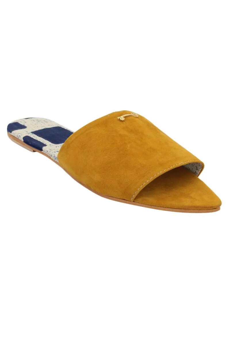 Dandelion Suede Open Toe Sliders With Bagru