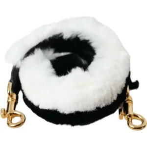 Dolce & Gabbana Black White Lapin Fur Accessory Shoulder Strap