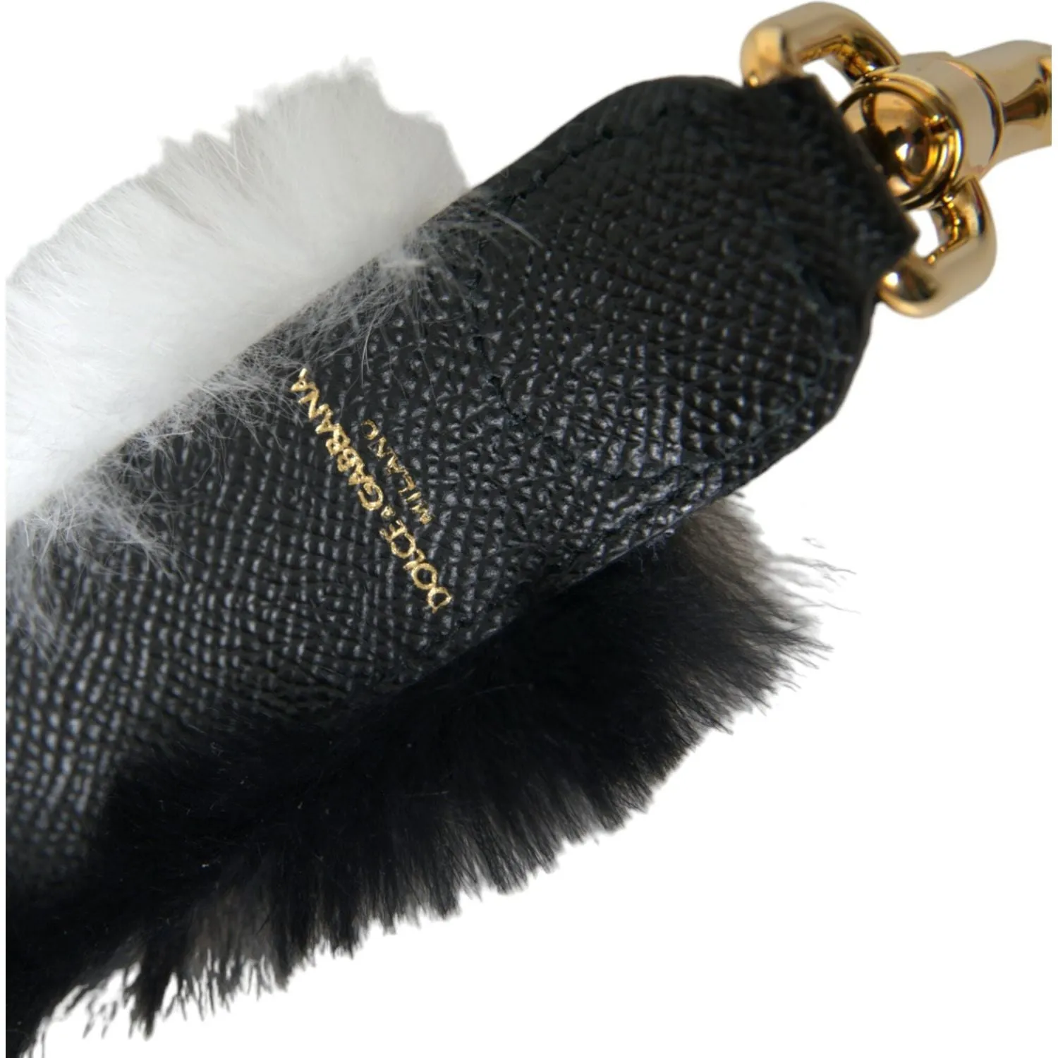 Dolce & Gabbana Black White Lapin Fur Accessory Shoulder Strap