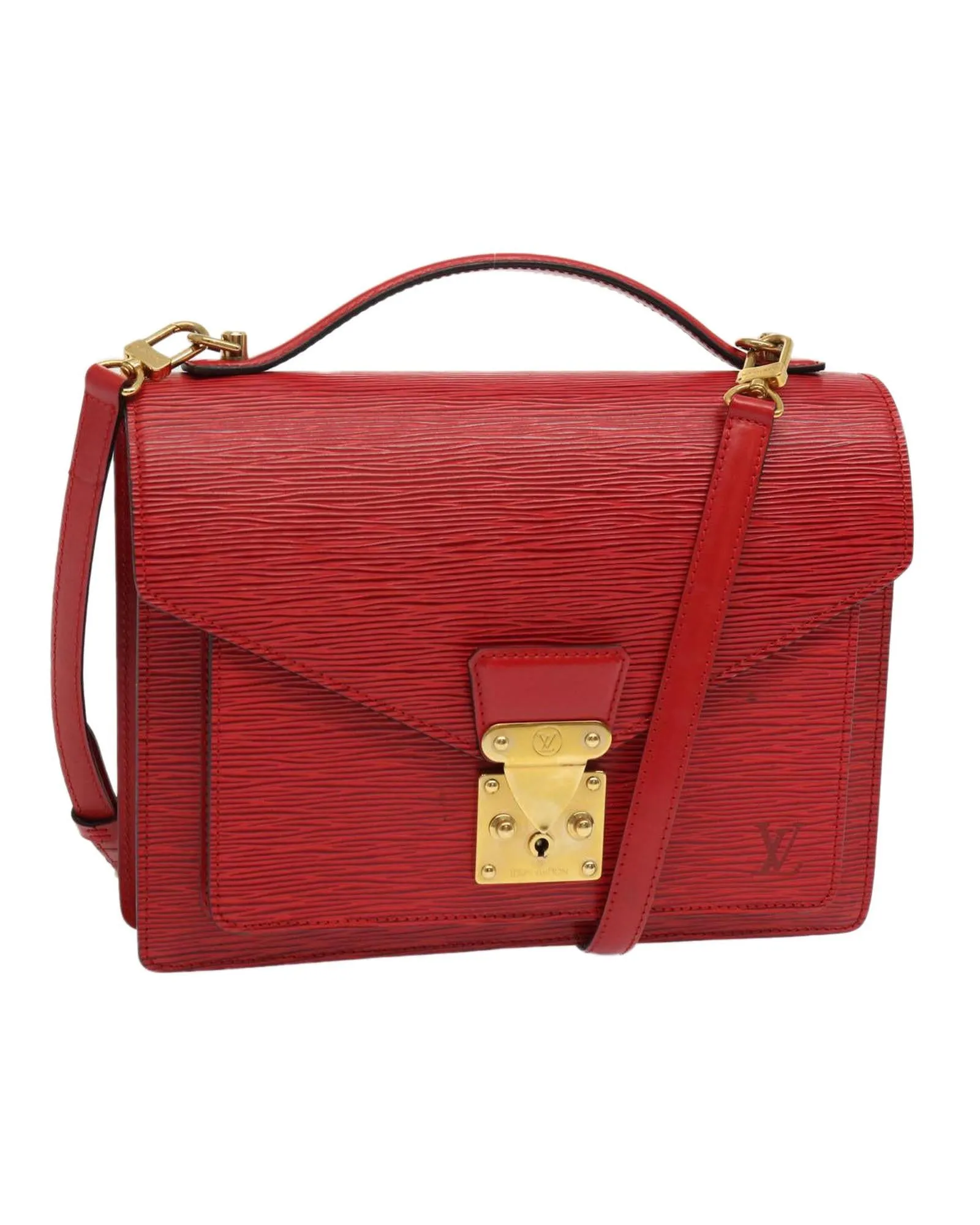 Epi Leather Monceau Handbag - Red