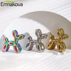 ERMAKOVA 11cm Creative Balloon Dog Abstract Ceramic Ornament Sculpture Figurine Statue Home Office Accessories Decoration Gift