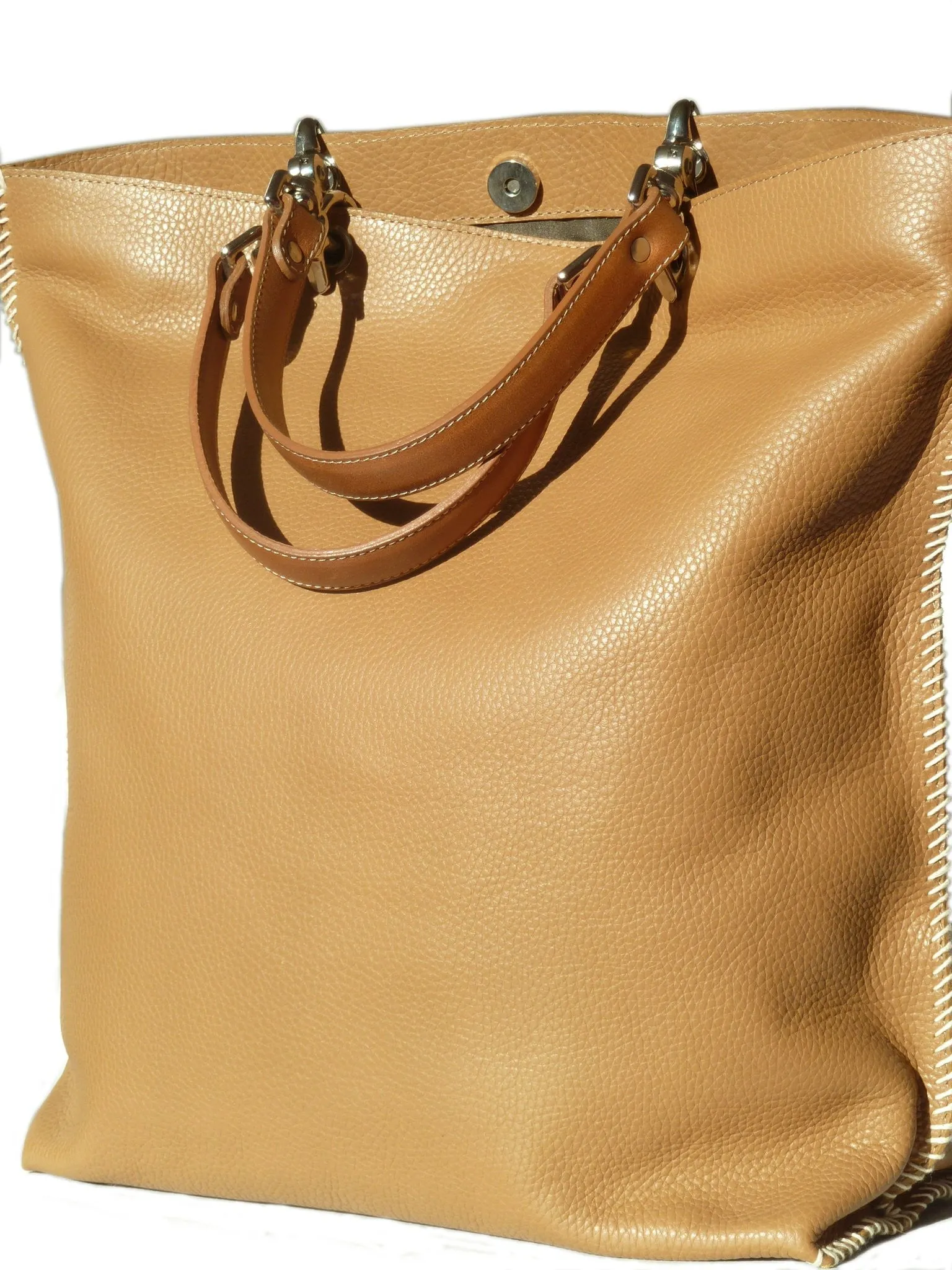 Gajumbo Tote Bag Pebble Grain Leather Tan