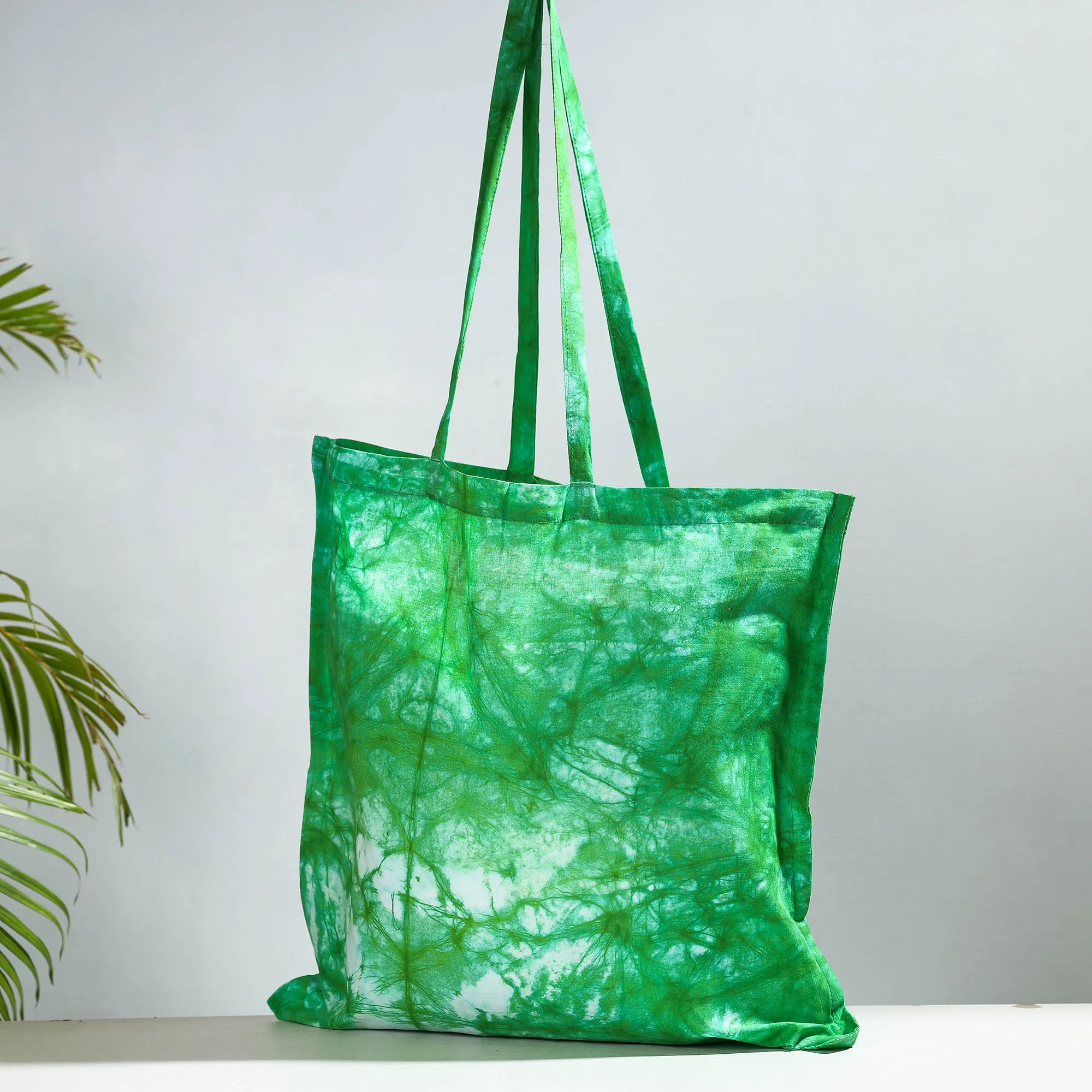 Green - Hand Batik Printed Cotton Jhola Bag