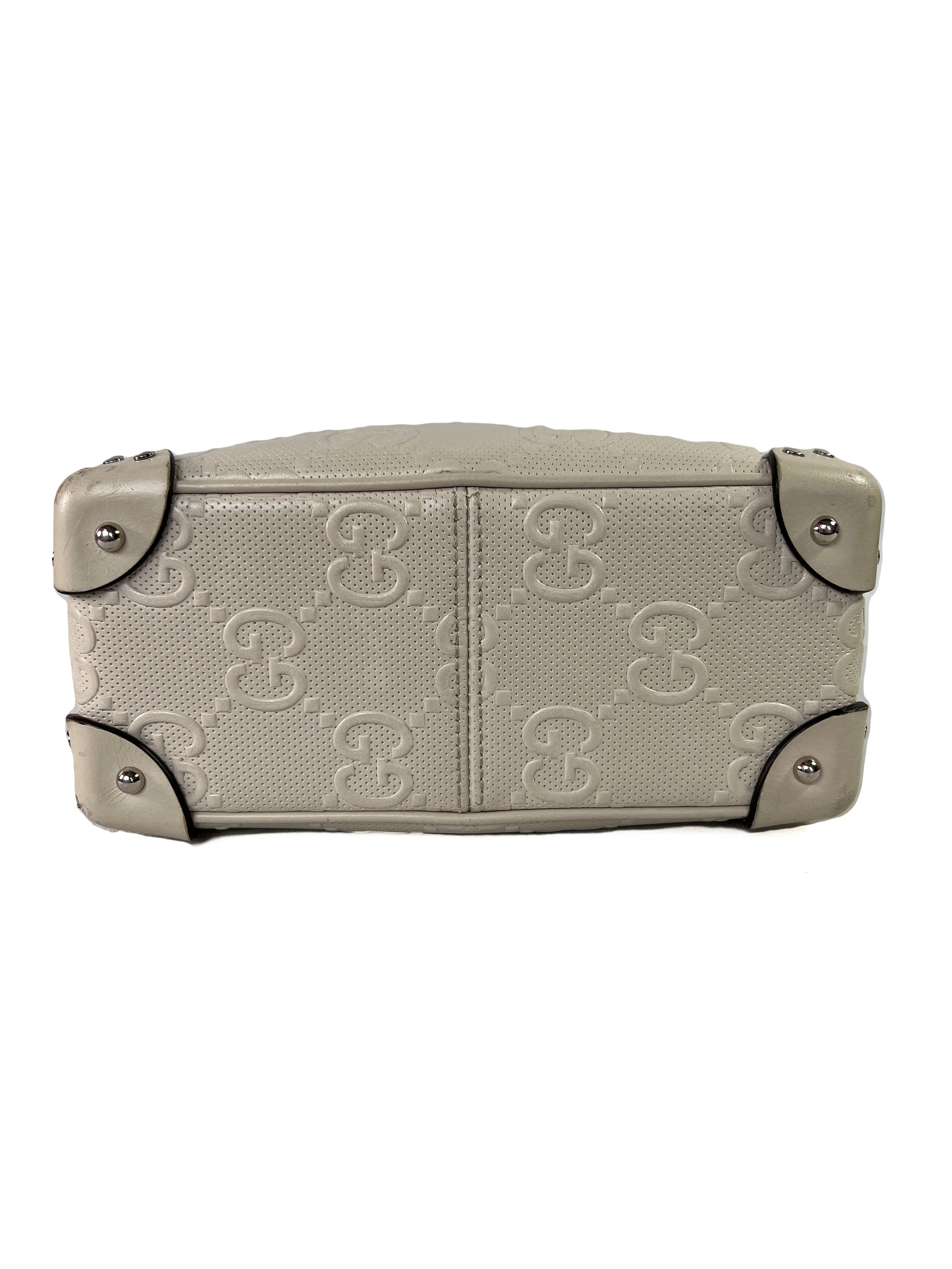 Gucci white GG embossed leather box crossbody