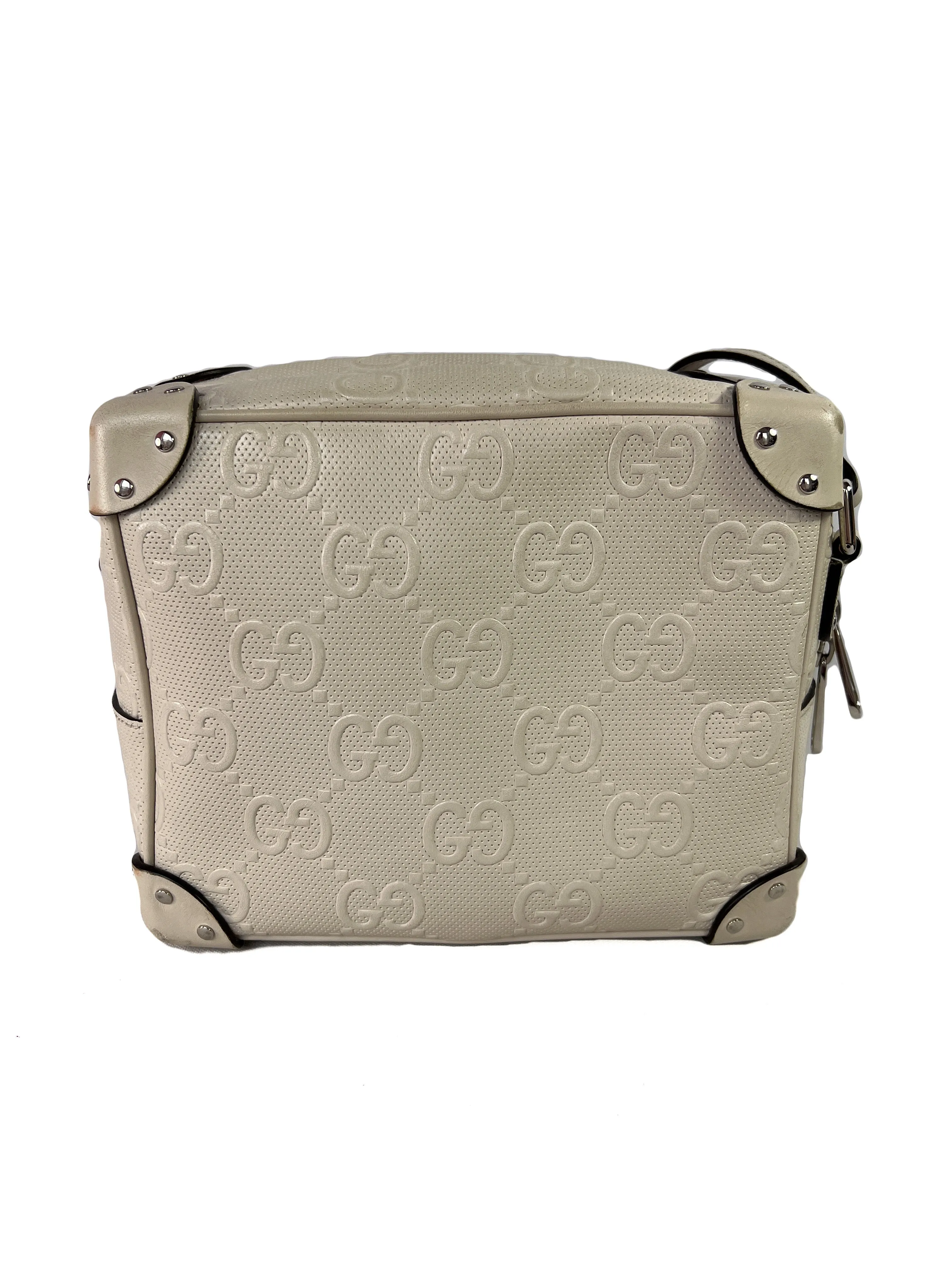 Gucci white GG embossed leather box crossbody