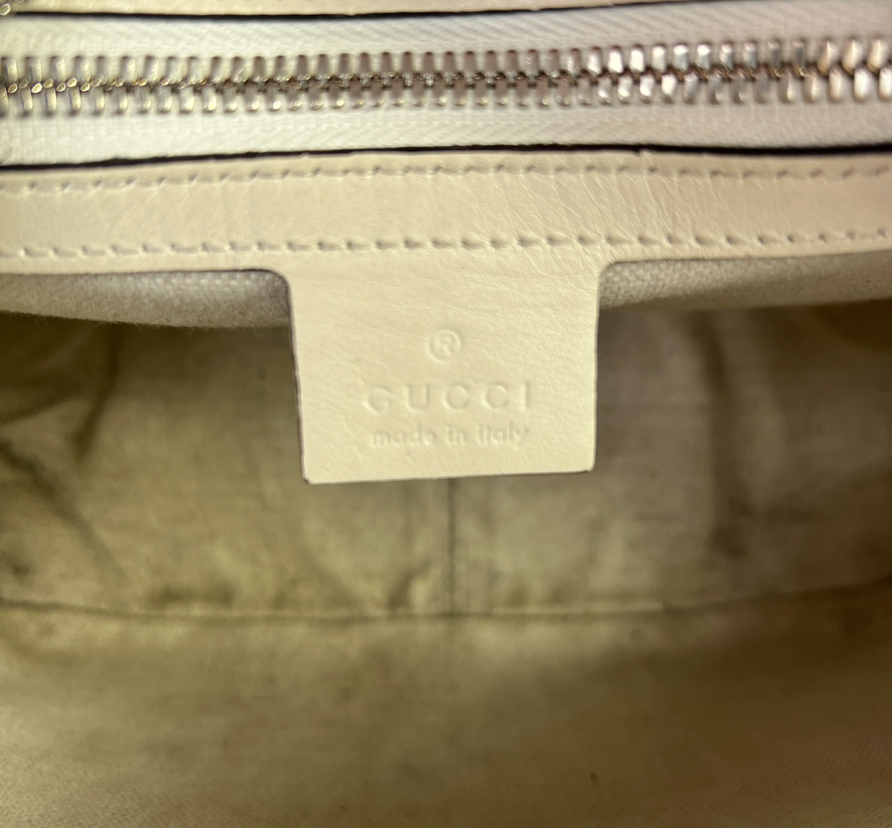 Gucci white GG embossed leather box crossbody