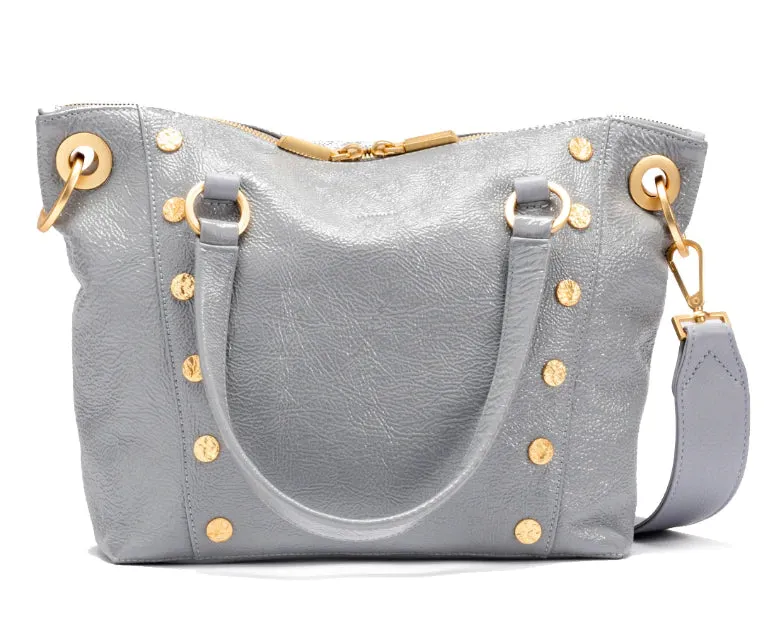 Hammitt Daniel Medium Satchel Bag in Marina Glaze/Gunmetal