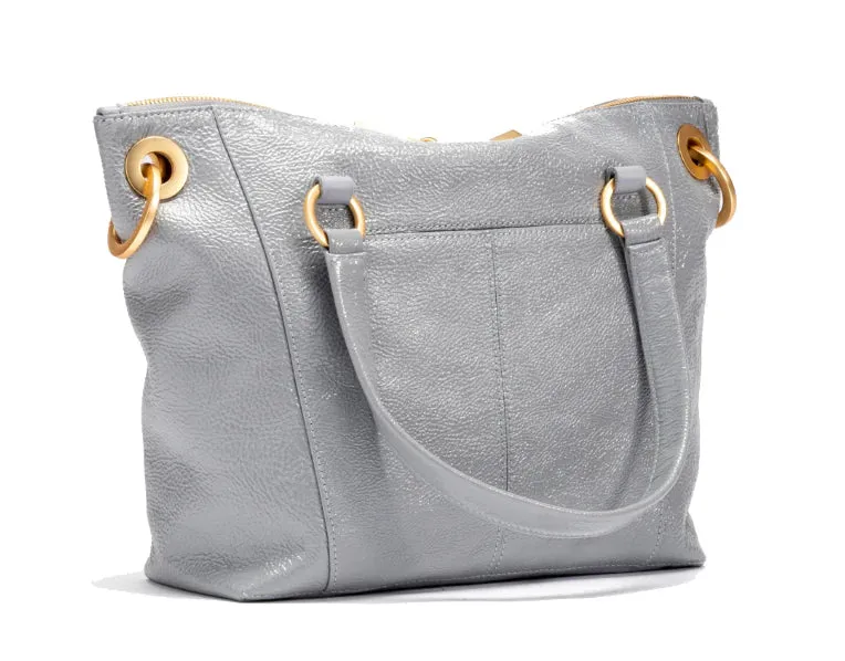 Hammitt Daniel Medium Satchel Bag in Marina Glaze/Gunmetal