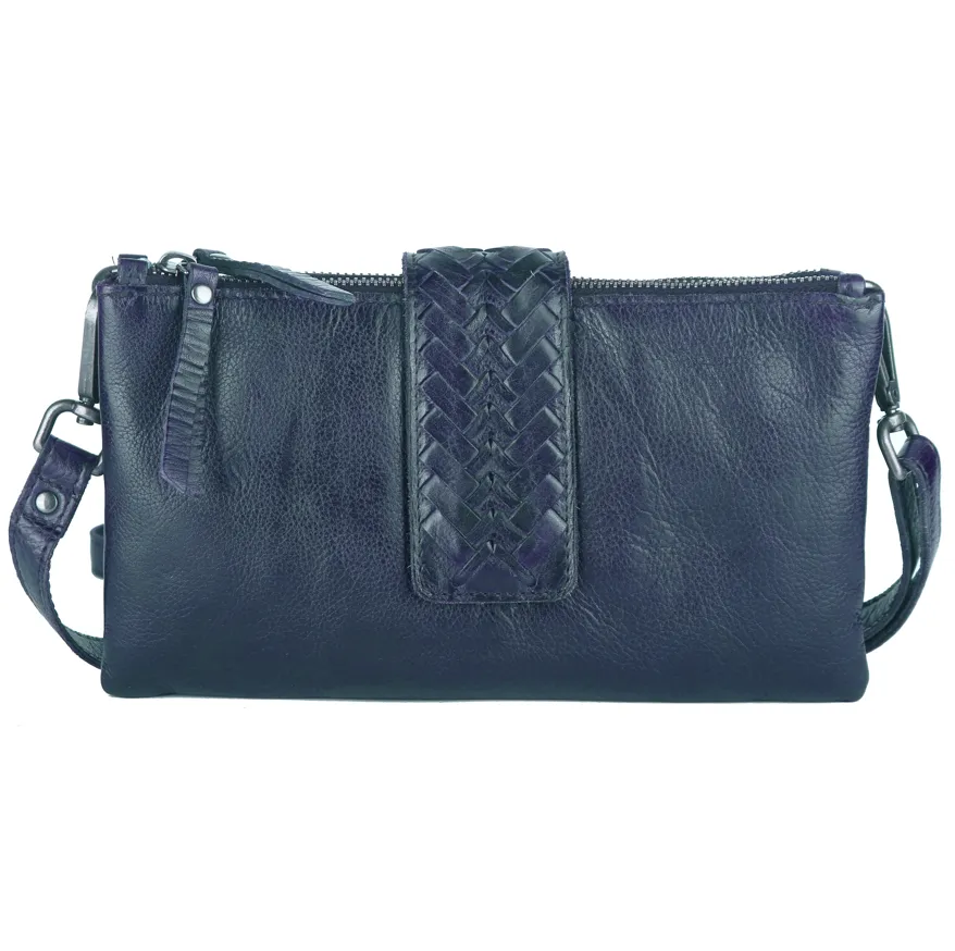 Havana Leather Woven Flap Cross-body