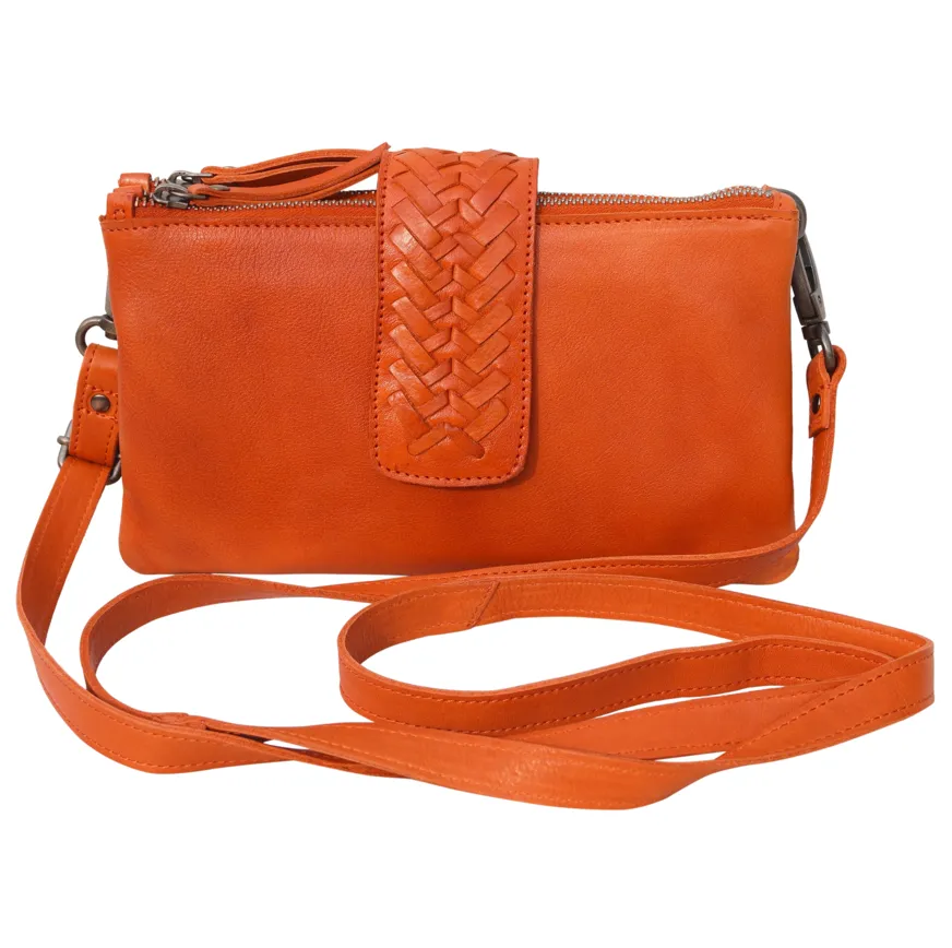 Havana Leather Woven Flap Cross-body