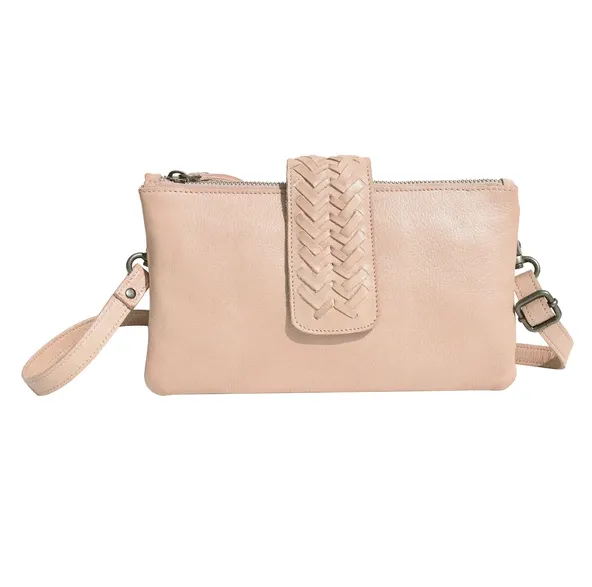 Havana Leather Woven Flap Cross-body