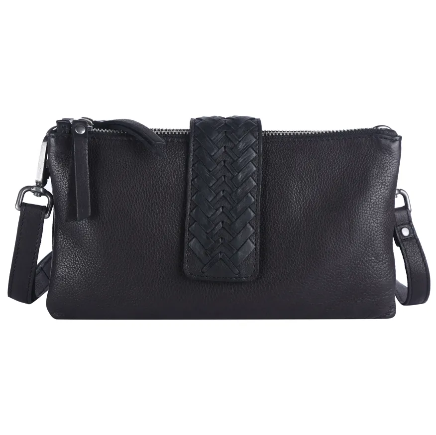 Havana Leather Woven Flap Cross-body