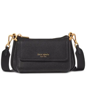 Kate Spade New York Pebbled Leather Double Up Small Shoulder Bag Black